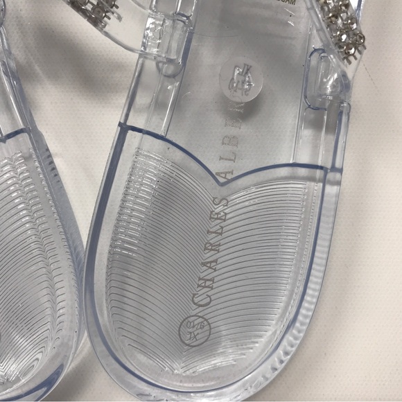 Charles Albert Rubber Sparkly Strappy Sandal, Women's Size XL 9/10 - Clear - Picture 5 of 9